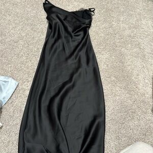 Zara Black Satin Maxi Dress